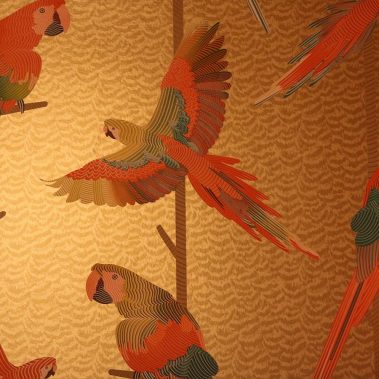 art deco wall design with parrots