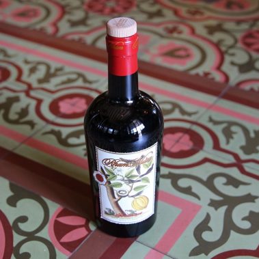 bottle of wine on vintage tile