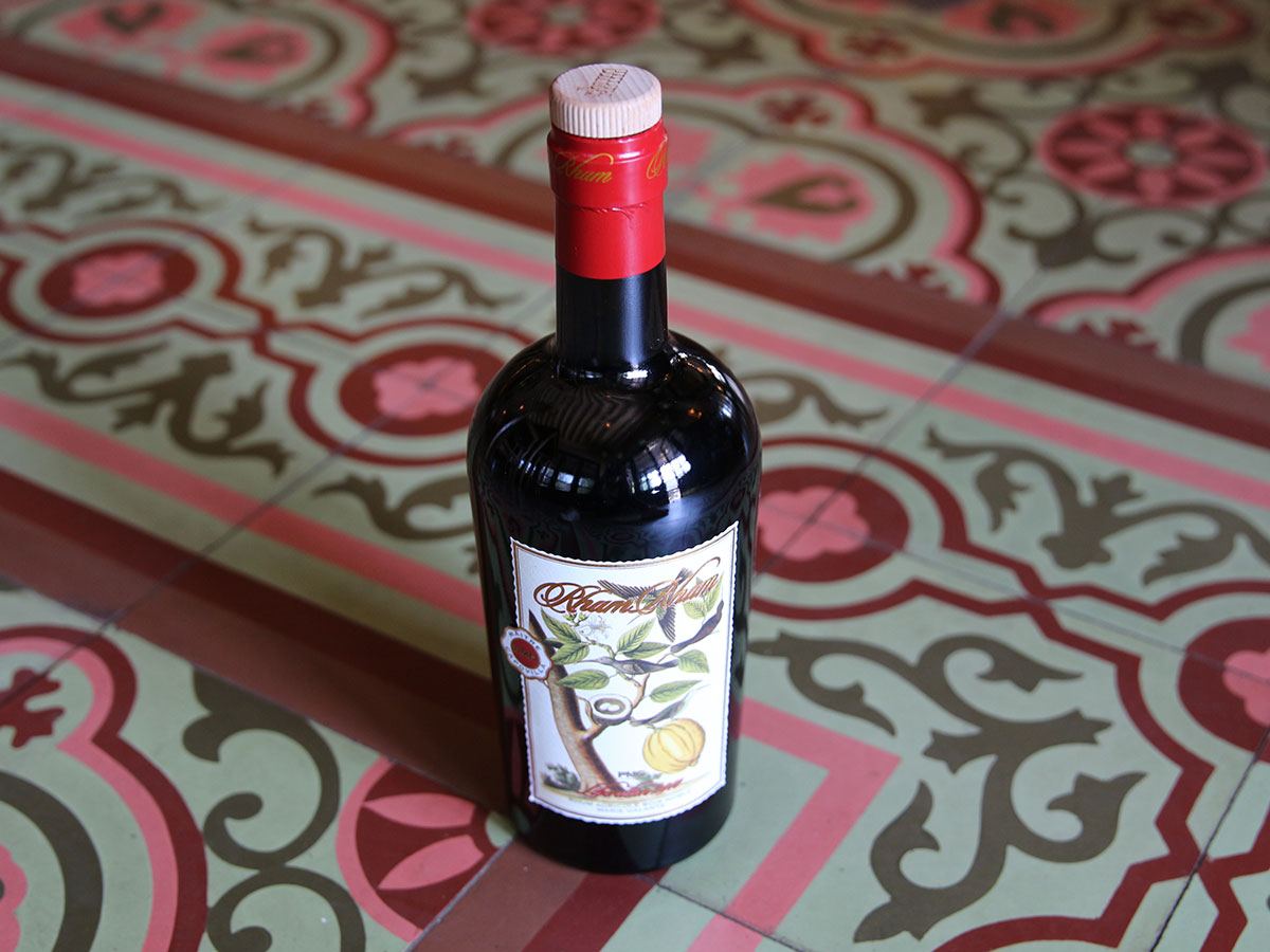 bottle of wine on vintage tile