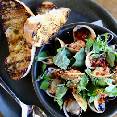 clams and chorizo
