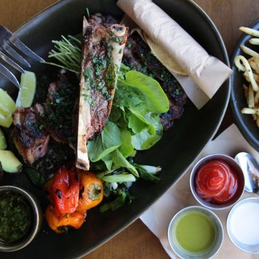 ribeye dish with french fries