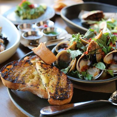 several dinner dishes on a table